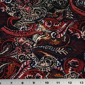 Viscose Spandex Euro Knit Fabric: Beautiful Paisley Print, Excellent Quality Soft and Silky Fabric, 4-way stretch. Sold by the 1/2 yard.