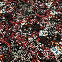 Load image into Gallery viewer, Viscose Spandex Euro Knit Fabric: Beautiful Paisley Print, Excellent Quality Soft and Silky Fabric, 4-way stretch. Sold by the 1/2 yard.
