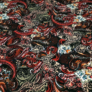 Viscose Spandex Euro Knit Fabric: Beautiful Paisley Print, Excellent Quality Soft and Silky Fabric, 4-way stretch. Sold by the 1/2 yard.