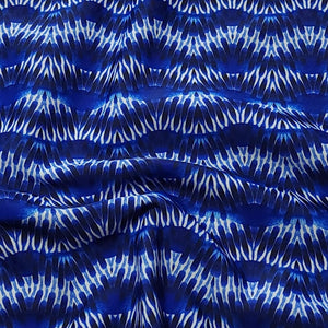 SWIM Fabric: Nylon Spandex Knit, Swimwear Fabric, Wavy Tropical Blue Print. Great Quality For Swimsuit and Activewear. Sold by the 1/2 yard