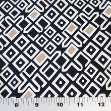 Load image into Gallery viewer, SWIM Fabric: Nylon Spandex Knit, Swimwear Fabric, Black Taupe White Print. Great Quality For Swimsuit and Activewear. Sold by the 1/2 yard
