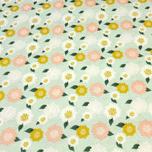 Load image into Gallery viewer, 100% Cotton Woven, Mint Hibiscus Flowers and Hunter Green Foliage by Riley Blake Designs, Fun Coordinating Prints, Sold by the 1/2 Yard
