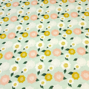 100% Cotton Woven, Mint Hibiscus Flowers and Hunter Green Foliage by Riley Blake Designs, Fun Coordinating Prints, Sold by the 1/2 Yard