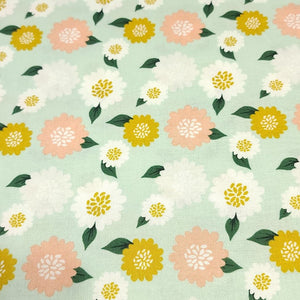 100% Cotton Woven, Mint Hibiscus Flowers and Hunter Green Foliage by Riley Blake Designs, Fun Coordinating Prints, Sold by the 1/2 Yard