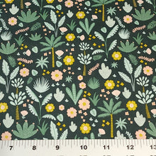 Load image into Gallery viewer, 100% Cotton Woven, Mint Hibiscus Flowers and Hunter Green Foliage by Riley Blake Designs, Fun Coordinating Prints, Sold by the 1/2 Yard
