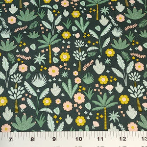 100% Cotton Woven, Mint Hibiscus Flowers and Hunter Green Foliage by Riley Blake Designs, Fun Coordinating Prints, Sold by the 1/2 Yard