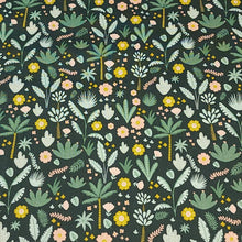 Load image into Gallery viewer, 100% Cotton Woven, Mint Hibiscus Flowers and Hunter Green Foliage by Riley Blake Designs, Fun Coordinating Prints, Sold by the 1/2 Yard
