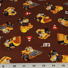 Load image into Gallery viewer, 100% Cotton Woven, Buildin Crew Wigglers by Riley Blake Designs, Cute CAT Trucks and Bulldozers, Versatile Fabric, Sold by the 1/2 Yard
