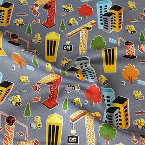 100% Cotton Woven, Junior Crew at Work by Riley Blake Designs, Fun Dump Trucks and Cranes, Versatile Fabric, Sold by the 1/2 Yard