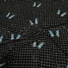 Load image into Gallery viewer, Pretty Blue Butterfly Fabric Knit Fabric. Fun and Soft Double Brushed Poly Fabric, DBP, 4-Way Stretch, 58/60 inch, Sold by the 1/2 yard
