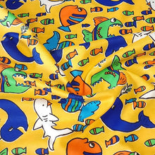 Load image into Gallery viewer, Cotton T-Shirt Stretch Knit Fabric, Colorful Whales, Sharks, and Fish. Lightweight 2-Way Stretch Cotton Blend Fabric. Sold by the 1/2 yard
