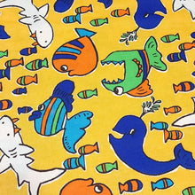 Load image into Gallery viewer, Cotton T-Shirt Stretch Knit Fabric, Colorful Whales, Sharks, and Fish. Lightweight 2-Way Stretch Cotton Blend Fabric. Sold by the 1/2 yard
