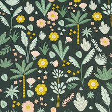 Load image into Gallery viewer, 100% Cotton Woven, Mint Hibiscus Flowers and Hunter Green Foliage by Riley Blake Designs, Fun Coordinating Prints, Sold by the 1/2 Yard
