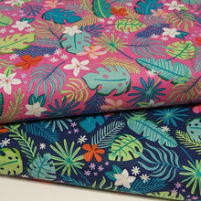 Load image into Gallery viewer, 100% Cotton Woven, Sunshine Blvd Navy and Fushia by Riley Blake Designs, Fun Tropical Hawaiian Print Fabric, Sold by the 1/2 Yard
