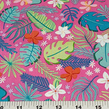 Load image into Gallery viewer, 100% Cotton Woven, Sunshine Blvd Navy and Fushia by Riley Blake Designs, Fun Tropical Hawaiian Print Fabric, Sold by the 1/2 Yard
