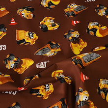 Load image into Gallery viewer, 100% Cotton Woven, Buildin Crew Wigglers by Riley Blake Designs, Cute CAT Trucks and Bulldozers, Versatile Fabric, Sold by the 1/2 Yard
