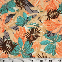 Load image into Gallery viewer, SWIM Fabric: Nylon Spandex, Swimwear Fabric, Fun Tropical Floral Print, Great Quality For Swimsuit and Activewear. Sold by the 1/2 yard
