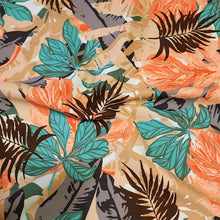 Load image into Gallery viewer, SWIM Fabric: Nylon Spandex, Swimwear Fabric, Fun Tropical Floral Print, Great Quality For Swimsuit and Activewear. Sold by the 1/2 yard
