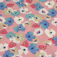 Load image into Gallery viewer, Rayon Challis Fabric, Fun Pretty Pink, Blue, White Floral. Print. Light and Flowing Fabric. Nice Rayon Woven Fabric. Sold by the 1/2 yard
