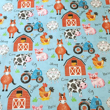 Load image into Gallery viewer, 100% Cotton Woven, Coloring on the Farm by Riley Blake Designs, Cows, Sheep, Lambs, Horses and Pig Fabric, Farm Fabric, Sold by the 1/2 Yard
