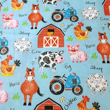 Load image into Gallery viewer, 100% Cotton Woven, Coloring on the Farm by Riley Blake Designs, Cows, Sheep, Lambs, Horses and Pig Fabric, Farm Fabric, Sold by the 1/2 Yard
