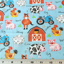 Load image into Gallery viewer, 100% Cotton Woven, Coloring on the Farm by Riley Blake Designs, Cows, Sheep, Lambs, Horses and Pig Fabric, Farm Fabric, Sold by the 1/2 Yard
