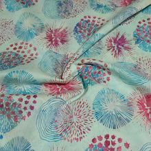 Load image into Gallery viewer, Stunning Batik Look Fabric: Pretty Aqua Blue Boho Print, Double Sided, 100% Cotton - Sold by 1/2 Yard
