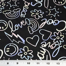 Load image into Gallery viewer, Double Brushed Poly, Fun Rainbow, Heart, Smiley Face Fabric, DBP Knit Fabric. Cute and So Soft, 4-Way Stretch, Sold by the 1/2 yard
