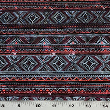 Load image into Gallery viewer, SWIM Fabric: Nylon Spandex, Swimwear Fabric, Turquoise and Coral Boho Print, Great Quality For Swimsuit and Activewear. Sold by the 1/2 yard
