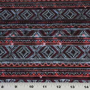 SWIM Fabric: Nylon Spandex, Swimwear Fabric, Turquoise and Coral Boho Print, Great Quality For Swimsuit and Activewear. Sold by the 1/2 yard