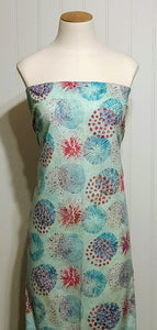 Stunning Batik Look Fabric: Pretty Aqua Blue Boho Print, Double Sided, 100% Cotton - Sold by 1/2 Yard