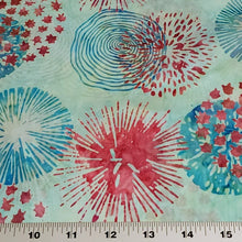 Load image into Gallery viewer, Stunning Batik Look Fabric: Pretty Aqua Blue Boho Print, Double Sided, 100% Cotton - Sold by 1/2 Yard
