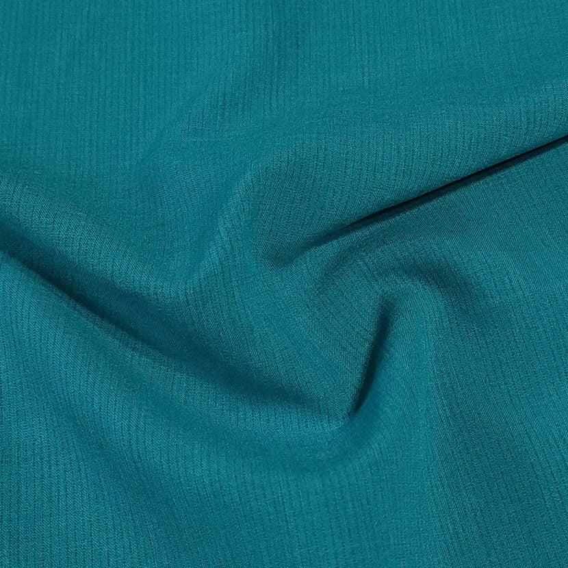 Woven Polyester Fabric, Very Pretty Teal Blue Striped Textured Fabric. No Stretch Woven, Sold by the 1/2 yard