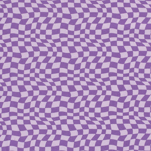 Cotton Spandex European Knit Fabric, Fun Fabric For Kids, Wavy Purple Check. Nice Quality Soft Fabric, 4-way Stretch. Sold by the 1/2 yard.