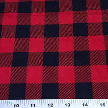 Load image into Gallery viewer, Cotton Flannel Fabric, Black and Red Buffalo Plaid. Adorable and Soft,  Soft and Cozy. Sold by the 1/2 yard.
