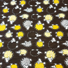 Load image into Gallery viewer, Lightweight Cotton Knit Fabric, Fun Hedgehog Print Fabric. Cute Fabric, Lightweight 2-way stretch Fabric. Sold by the 1/2 yard
