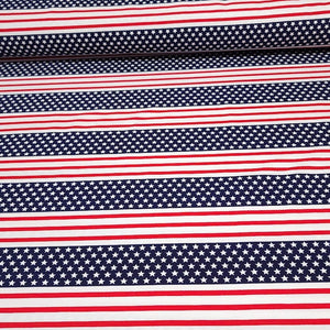 Cotton Spandex Fabric. Red White and Blue Fabric, Patriotic 4th of July, 4-way stretch. Sold by the 1/2 yard.