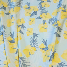 Load image into Gallery viewer, Swim Fabric: Nylon Spandex Swimsuit Fabric, Cute Yellow Hibiscus Tropical Print Fabric, Nice Quality 4-Way Stretch, Sold by the Half Yard
