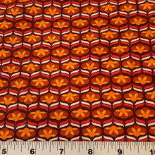 Load image into Gallery viewer, Cotton Spandex Euro Knit Fabric: Pink White or Orange Brown Retro Print, Excellent Quality Soft Fabric, 4-way stretch .Sold by the 1/2 yard.
