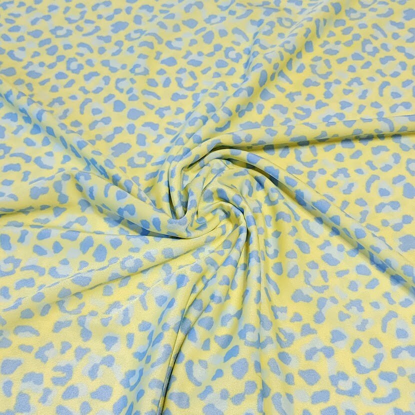 SWIM Fabric: Swimsuit Fabric, Swimwear Fabric, Fun Yellow Gray Cheetah Print. Very Nice For Swimsuit and Activewear. Sold by the 1/2 yard