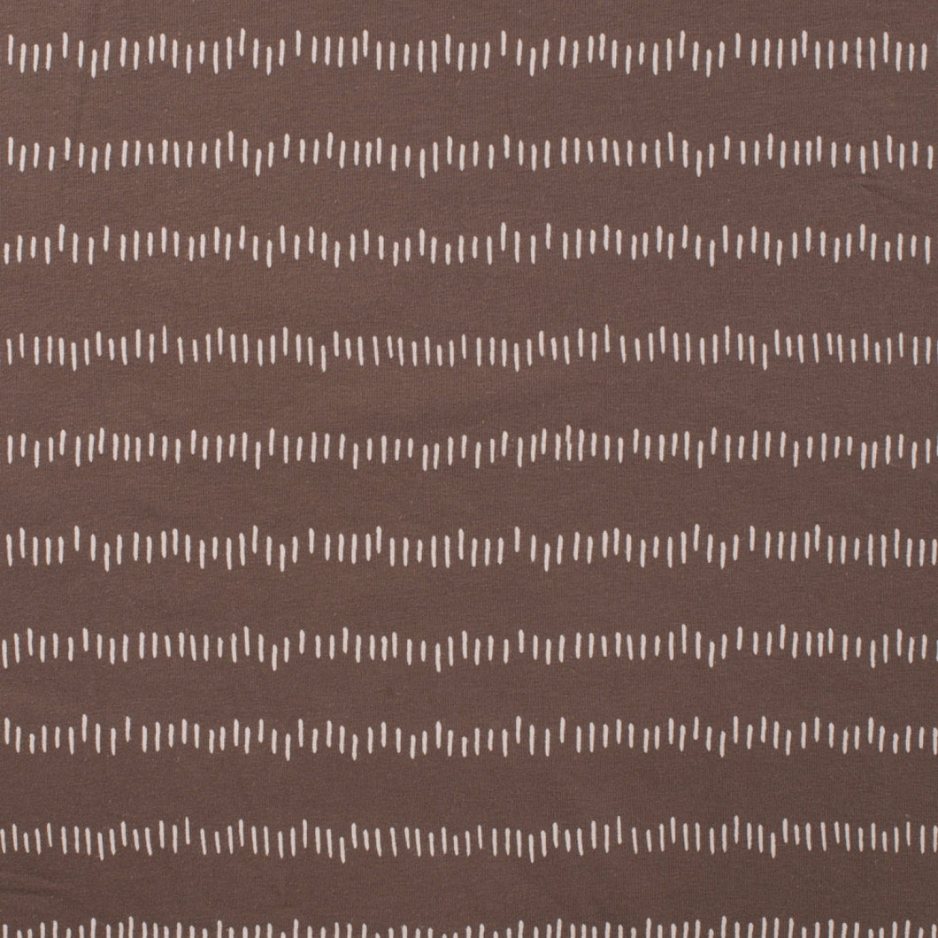 Cotton Spandex Euro Knit Fabric, Fun Fabric For Kids, Dusty Brown White Stripe, Quality Soft Fabric, 4-way Stretch. Sold by the 1/2 yard.