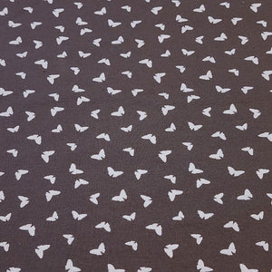 Butterfly fabric on Dusty Brown, Cotton Spandex Euro Knit Fabric, Fun and Soft Fabric, Quality Fabric, 4-way Stretch. Sold by the 1/2 yard.