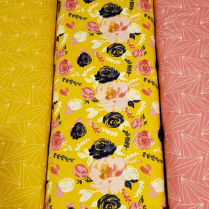 Knit Fabric Pink or Yellow Geometric Cotton Spandex Cute Stretch Knit Fabric For Kids 4 Way Stretch Quality Fabric, Sold by the 1/2 yard.