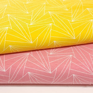 Knit Fabric Pink or Yellow Geometric Cotton Spandex Cute Stretch Knit Fabric For Kids 4 Way Stretch Quality Fabric, Sold by the 1/2 yard.