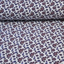 Load image into Gallery viewer, Cotton Spandex Euro Knit Fabric: Pretty Dainty Floral Prints, Excellent Quality Soft Fabric, 4-way stretch. Sold by the 1/2 yard.
