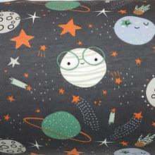 Load image into Gallery viewer, Knit Fabric For Kids European French Terry Knit: 4 Way Stretch Children&#39;s Fabric - Planets and Stars Galactic Space Design - 1/2 Yard
