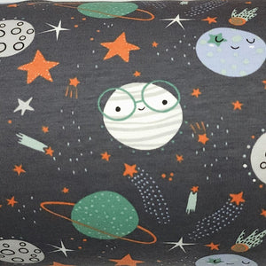 Knit Fabric For Kids European French Terry Knit: 4 Way Stretch Children's Fabric - Planets and Stars Galactic Space Design - 1/2 Yard