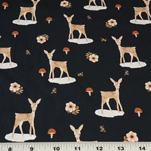 Load image into Gallery viewer, Cute Deer and Mushroom Print Fabric - Colorful Cotton Spandex Knit 4 Way Stretch Fabric - Perfect for Kids&#39; Apparel - Sold by 1/2 Yard
