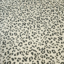 Load image into Gallery viewer, French Terry Stretch Knit Fabric, Cream/Gray Leopard Cheetah Print, Poly Rayon Spandex Tri Blend.  2-way stretch. Sold by the 1/2 yard
