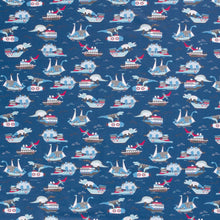 Load image into Gallery viewer, Cotton Knit Fabric With Dinosaurs on Boats Fabric, Ideal for Children&#39;s Apparel, European Quality, 4 Way Stretch - Sold by the 1/2 yard
